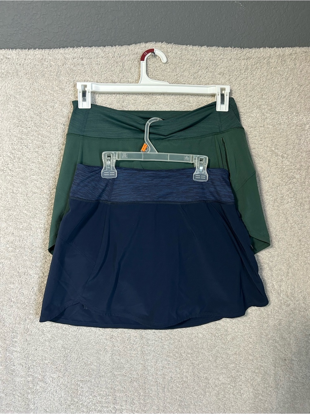 Outdoor Voices Two-Pack Active Skorts in Navy and Forest Green